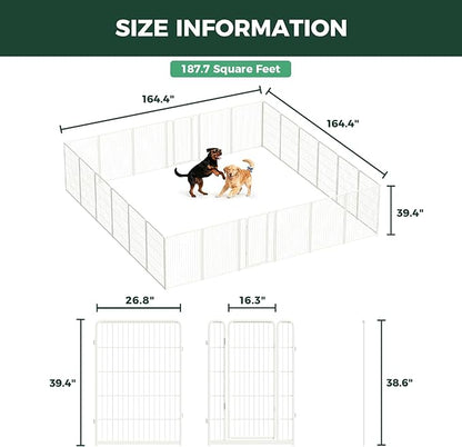 FXW Homeplus Unleashed Indoor Dog Playpen - Stress-Free and Safe Play, Heavy Duty 40 Inch 24 Panels Dog Pen for Medium and Large Dogs, White│Patented