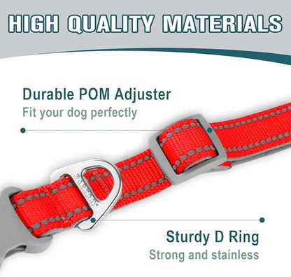 Dog Collar for Medium Small Large Dogs Reflective with Leash,Collar and Leash for Dogs,Soft Neoprene Padded 2 Pack(Red,XS)