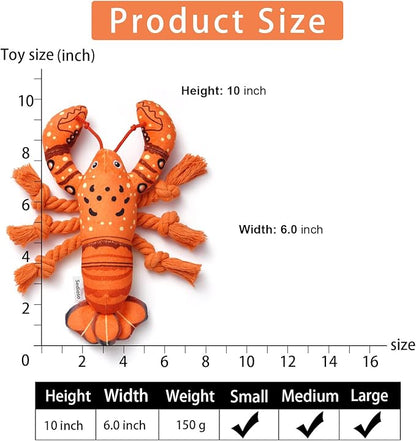Sedioso Dog Toys, Dog Plush Toy for Large Breed, Cute Squeaky Dogs Toy with Crinkle Paper, Puppy Chew Toy for Small, Middle, Large Breed (Lobster)