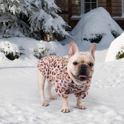 GreenJoy Leopard Print Dog Sweater – Stretchy Fleece Dog Turtleneck Sweatshirt for Puppies & Cats, Soft & Warm Pet Winter Clothes for Small, Medium & Large Dogs (Pink, Medium/Large)