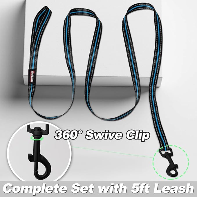 Dog Harness and Leash Set,Step in Small Sized Dog Harness,Soft Mesh,No-Chock,Reflective Adjustable,Secure with Hook & Loop Fastener,Puppy Vest for Small,Medium Dogs(Blue/Black,XS)