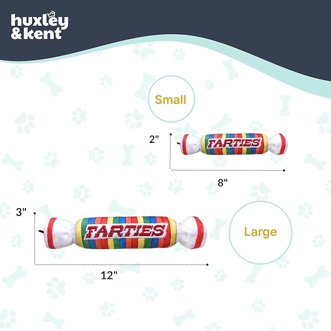 Huxley & Kent Funny Dog Toy w/Squeaker – Power Plush Squeaky Dog Toys for Small, Medium & Large Dogs – Soft Stuffed Animal for Indoor Play & Fetch - Farties, Small