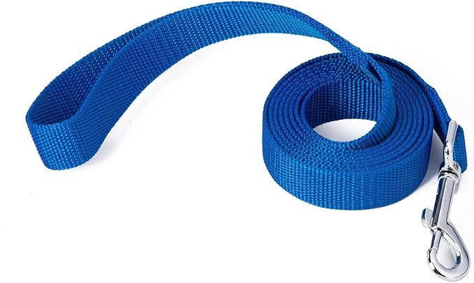 Siumouhoi Strong Durable Nylon Dog Training Leash, 1 Inch Wide Traction Rope, 6 ft 10ft 15ft Long, for Small and Medium Dog (Blue, 6 Feet)