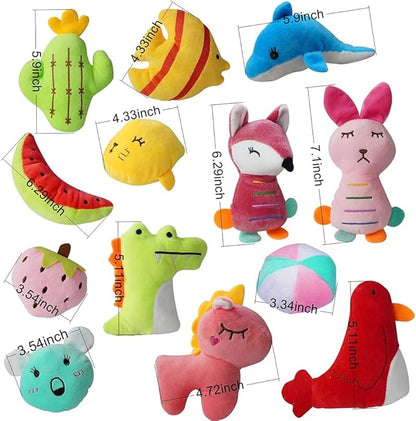 YUNKINGDOM 27 Pack Puppy Squeaky Toy,Different Designs Squeakers Pet Toys,Cute Bulk Plush Dog Toys,Small Dog
