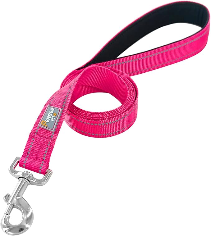 Dog Leash 6 FT Padded Handle Nylon Reflective Dogs Leashes for Small Dogs Hot Pink