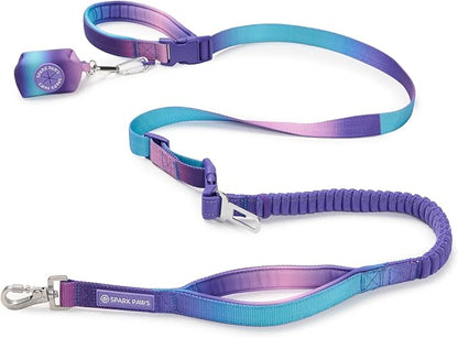Spark Paws Handsfree Dog Leash – Shock Absorbing Waist Bungee Lead for Running, Car Seatbelt Clip & Poop Bag Set, Heavy Duty Tactical Lead for Medium, Large & X-Large Breeds - 90s Retro