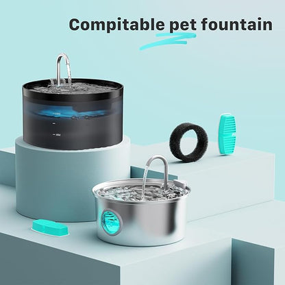 FOFNON Dog Water Fountain Filter: 12 Pet Water Fountain Filters - Including 6 Pieces of Filters + 6 Pieces Sponges - Suitable for FOFNON Wired Dog/Cat Fountain