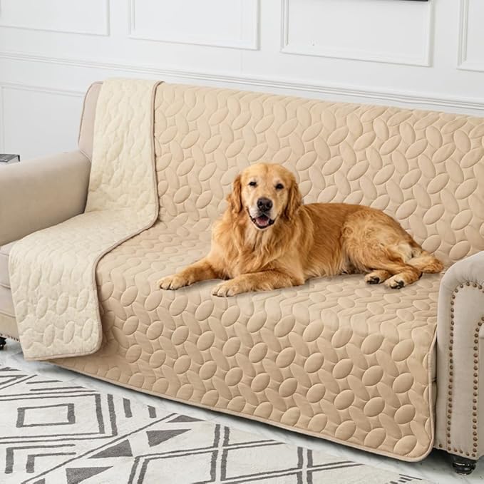Ameritex Pet Bed Cover Dog Bed Blanket for Sofa and Furniture Waterproof New Pattern Design (52x82 Inch, Beige)