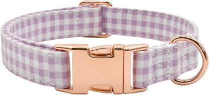 Metal Buckle Dog Collar, Durable Adjustable Dog Collar Soft for Small Medium Large Dogs (Purple Plaid, L(15-23in)
