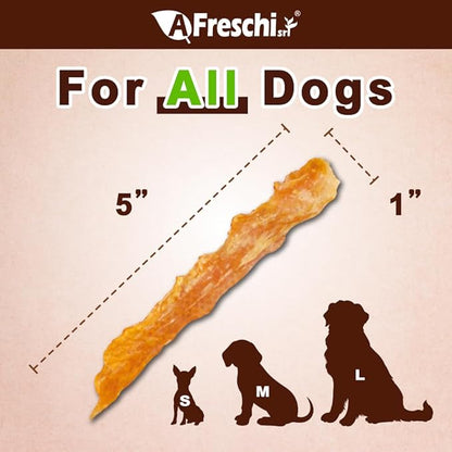 A Freschi srl Turkey Tendons for Dogs, USA-Sourced, Healthy Dog Treats, Rawhide-Free Puppy Chews, Long Lasting, All Natural, Hypoallergenic Dog Treats, Flaked, 3.5 oz Pack