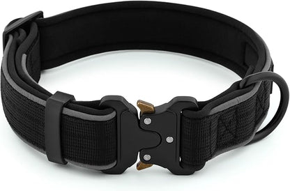 Plutus Pet Tactical Dog Collar, Reflective, Adjustable Heavy Duty Dog Collar, Soft Padded and Comfortable, for Small Medium and Large Dogs (Black, XS)