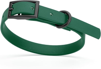 Dogline Biothane Waterproof Dog Collar Strong Coated Nylon Webbing with Black Hardware Odor- Proof for Easy Care Easy to Clean High Performance Fits Small Medium or Large Dogs, Hunter Green