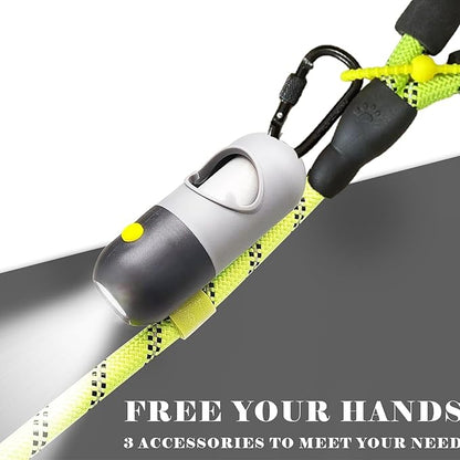 Dog Poop Bag Dispenser with Flashlight|Dog Poop Bag Holder with Leash Clip|Hands-Free Leash Holder with Straps and 1 Roll Waste Bags (Light Grey)