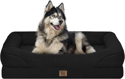 Orthopedic Extra Large Dog Bed - XXL Washable Memory Foam Giant Pet Couch Sofa with Removable Cover Waterproof Bolster for Large Size Dogs, 42x30