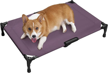 Love&go Elevated Dog Bed with Metal Frame, Cooling Raised Pet Cot for Dog and Cat (M - Purple, Medium-29.9x19.5x5.5 inch)
