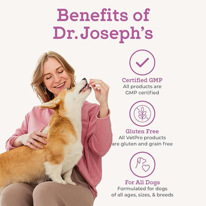 Dr. Joseph's VetPro Complete Dog Hip & Joint Supplement for Arthritis Pain Relief – High-Strength Glucosamine & Chondroitin Chews for Senior Dogs – Vet Formulated Daily Treats, Chicken Flavor, 60 Ct