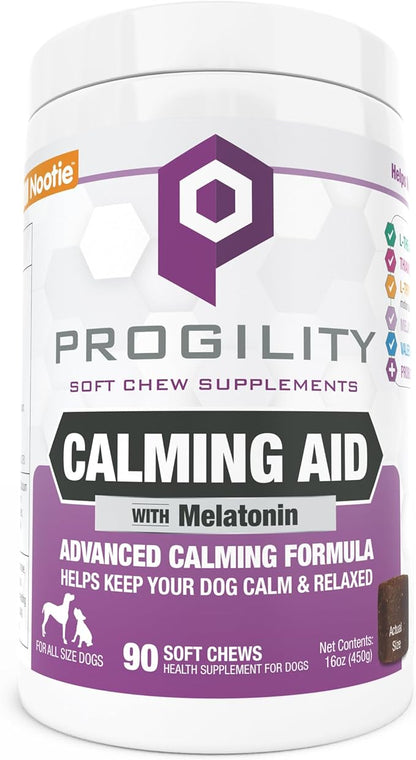 Nootie Progility Dog Calming Supplement for Stressful Situations & Daily Support – Supports Calm Behavior & Emotional Balance with Melatonin, Soft Calming Chews (90 Count)