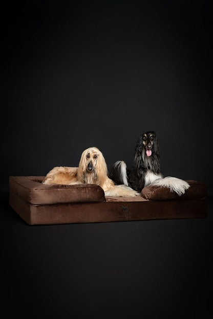 NOAH & PAW Giant Dog Bed XXL, 55x45x11 Inch, Orthopedic Dog Beds, Eggshell Memory Foam Infused with Cooling Gel, Inner Cover, Waterproof, Machine Washable (Velvet Sofa Collection)