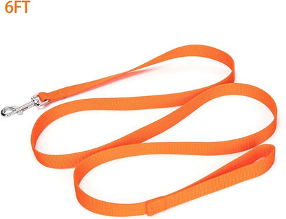 Siumouhoi Strong Durable 6ft Nylon Dog Training Leash, 1 Inch Wide Traction Rope, for Small and Medium Dog (Orange, 6 Feet)