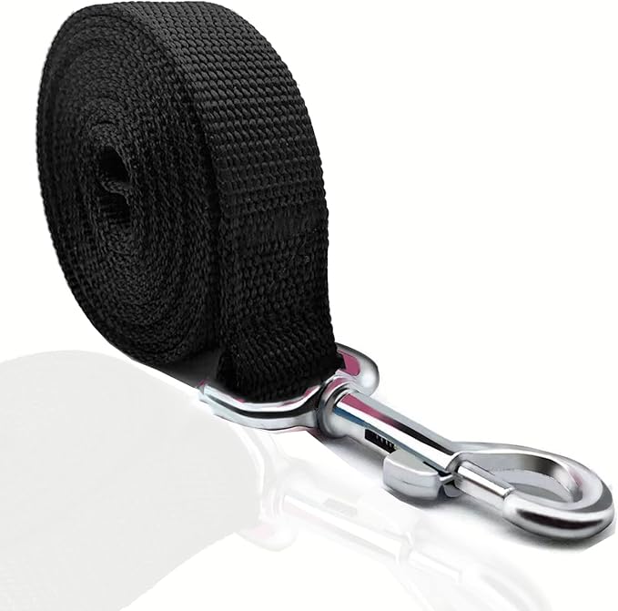 TAIAN 4FT/5FT/6FT Strong Dog Leash, Nylon Dog Leashes for Small Medium Large Dogs (Black, 1 in x 15 ft)