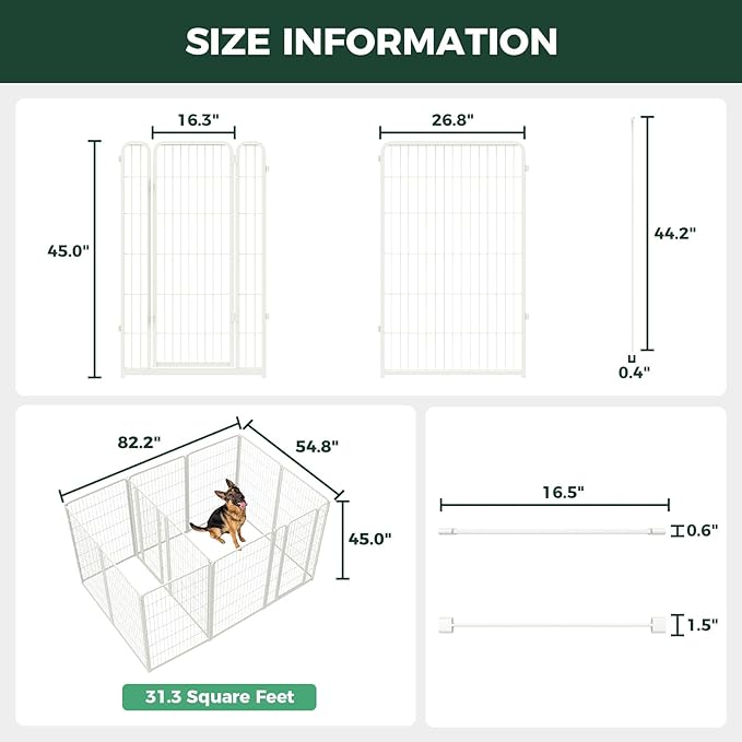 FXW Homeplus Unleashed Indoor Dog Playpen - Stress-Free and Safe Play, Heavy Duty 45 Inch 12 Panels with Connectors (Pack of 2) for Puppy and Small Dogs, White│Patented
