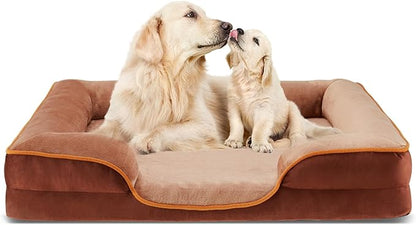 NEWBULIG 42x32 Inch Orthopedic Dog Bed Large Sized, Dog Couch/Sofa Bed with Washable Cover, Waterproof, Memory Foam, Soft Fluffy Surface