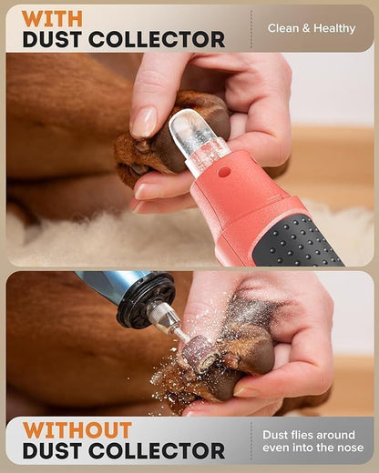 7-Speed Dog Nail Grinder with LED Light – Ultra Quiet Electric Pet Nail Trimmer for Large Dogs & Cats – Professional Grooming Tool with Dust Collector, One-Hand Speed Control & Instant Stop Safety