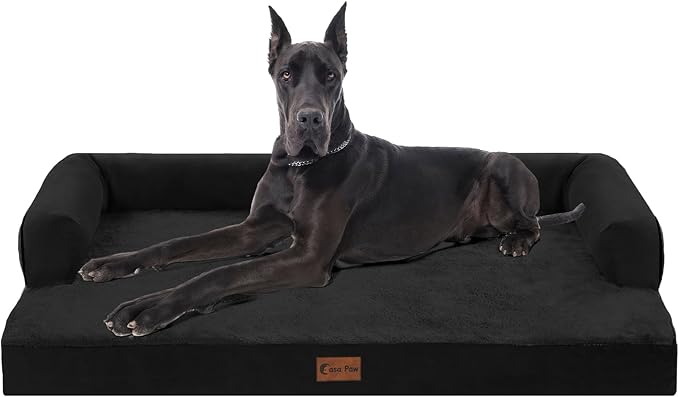 Casa Paw Orthopedic XXL Dog Beds, Waterproof Egg Crate Foam Big Pet Bed for All Breed Sized Dogs 53x42Inch, Washable Extra Large Dog Couch Bed with Removable Cover and Non-Slip Bottom, Black