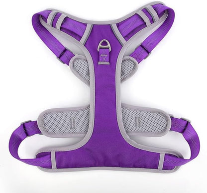 Paawpal Adjustable Dog Harness - No Pull, Reflective, Soft Padded for Small, Medium, Large Dogs - Includes Leash Purple XL