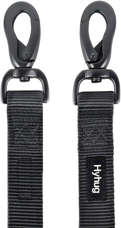 Hyhug Premium Heavy Duty Nylon 18 Inch Short Leash with Soft Cushioned Padded Handle for Giant Large Medium Boy and Girl Dogs - Daily Use Walking, Professional Training. (18 Inches, Black)