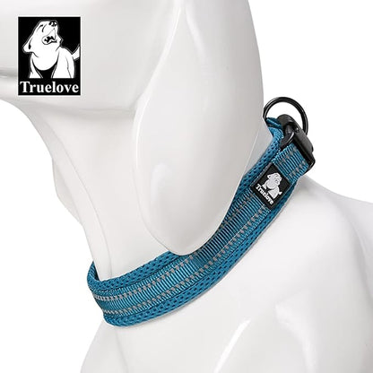 TRUE LOVE Dog Collar Reflective Premium Duraflex Buckle,High Grade Nylon Webbing No Choke Basic Collars TLC5011(Blue,XS)