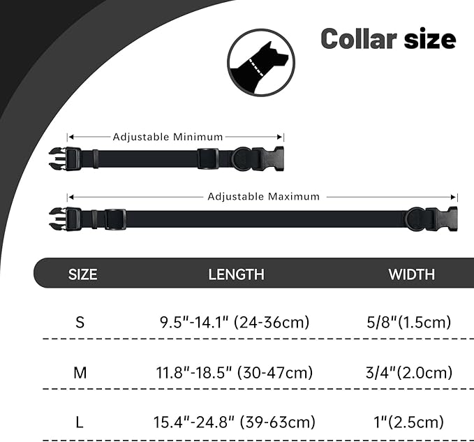 Waterproof Rubber Dog Collar, Odor-Resistant and Easy to Clean, Ideal for Daily Walks, Rainy Days, Swimming and Hiking, Fits Small Medium and Large Dogs