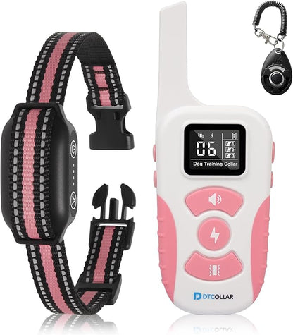 Dog Bark Collar with Remote, 2-in-1 Bark and Shock Collar Combo, 3300Ft Dog Training Collar - Auto Anti Bark/Beep/Vibration/Shock 4 Modes, IP67 Smart E-Collar with 5 Adjustable Levels of Sensitivity