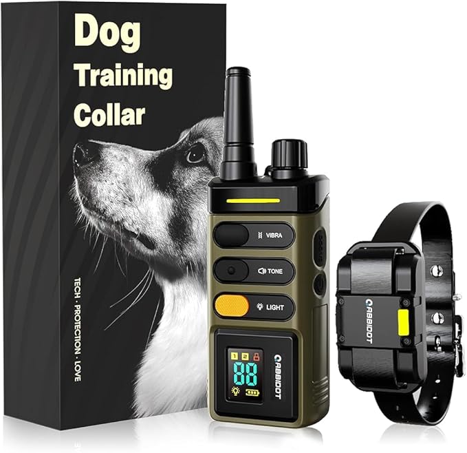ABBIDOT Dog Shock Collar (10-120 lbs) - 5280 FT Dog Training Collar with Remote, IPX7 Waterproof with 4 Training Modes, Extended Battery Life, Multi-Mode Night Light, Rechargeable Electric Dog Collar