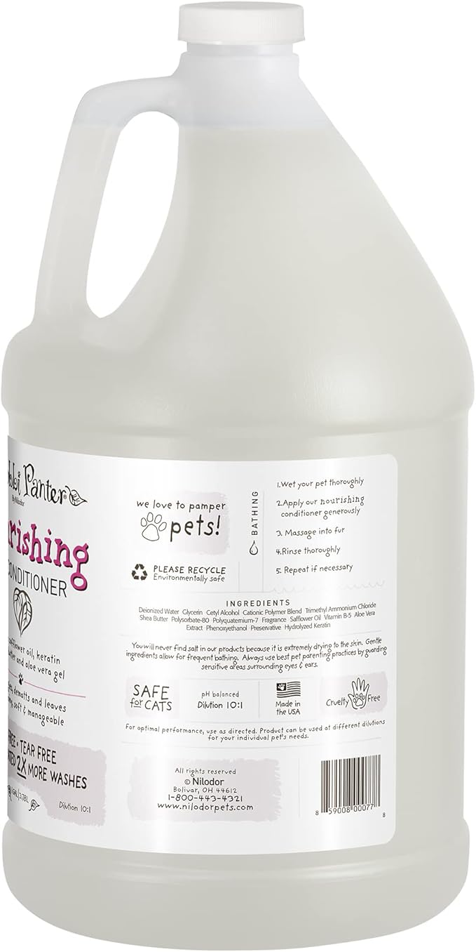 Bobbi Panter Nourishing Dog Conditioner - Detangles & De-Matts with Natural Safflower Oil, Keratin, Shea Butter, Aloe Vera for Fur, Sea Air Scent, 10:1 Concentrate,Made in The USA, 1 Gal. (Case of 4)