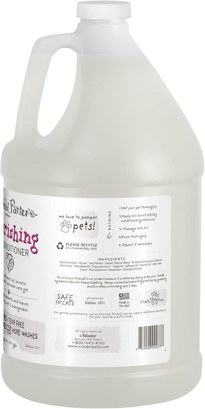 Bobbi Panter Nourishing Dog Conditioner - Detangles & De-Matts with Natural Safflower Oil, Keratin, Shea Butter, Aloe Vera for Fur, Sea Air Scent, 10:1 Concentrate,Made in The USA, 1 Gal. (Case of 4)