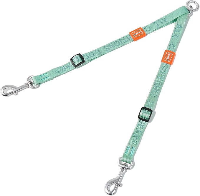 HOWGO Double Dog Leash, No Tangle 360° Swivel, Adjustable Two Padded Handles, Double Clip Dog Leash Coupler Splitter for 30~150 lbs Large and Medium Breeds (Mint Green, 4/5'' x 0.9 FT, Ultralight)