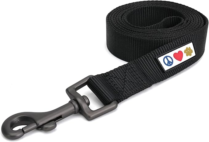 Pawtitas Solid 6 ft Black Dog Leash XXS/Cat Custom Name and Phone Embroidery Strong Nylon Leash for Small Breeds