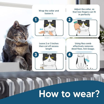 fcesiweg Flea Collar for Cats, Tick Collars for Cats,8 Months Protection,Plant Ingredients, Cat Flea Tick Collar -2P