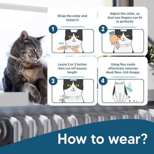 fcesiweg Flea Collar for Cats, Tick Collars for Cats,8 Months Protection,Plant Ingredients, Cat Flea Tick Collar -2P