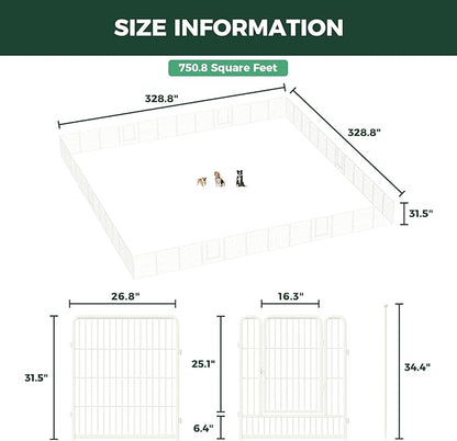 FXW Rollick Unleashed Dog Playpen for Indoor, Yard, RV Camping, 32 inch 48 Panels for Small and Medium Dogs, White│Patented