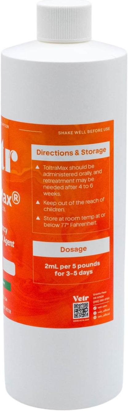 ToltraMax Toltrazuril 2.5% for Horses, Dogs, Cats, 500mL/16.9 Ounce, for Non-Food Chain Animals, Alfalfa