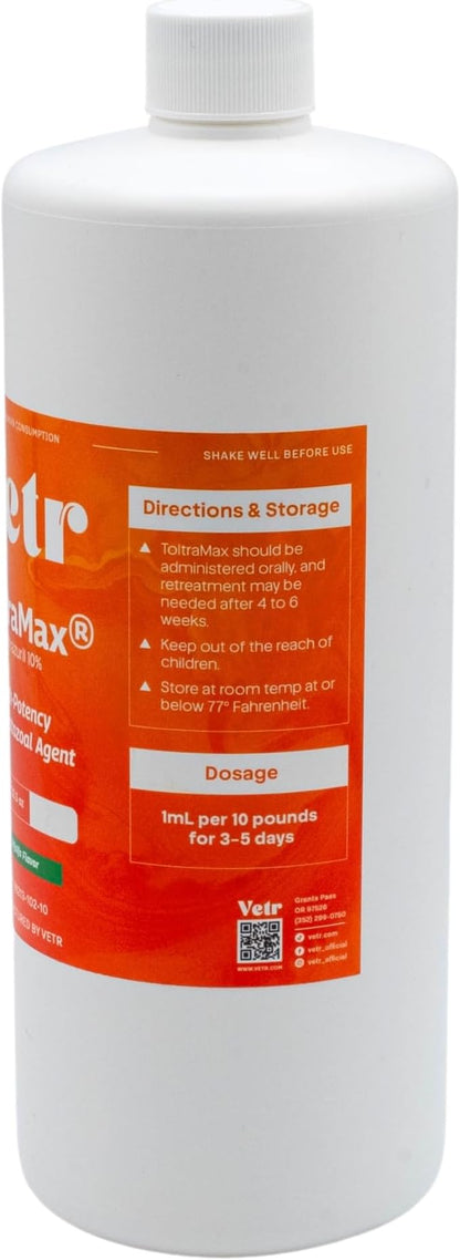 ToltraMax Toltrazuril 10.0% for Horses, Dogs, Cats, 960mL/32.4Ounce, for Non-Food Chain Animals, Alfalfa