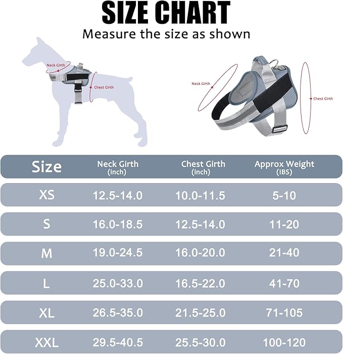 Bolux Dog Harness, No-Pull Reflective Dog Vest, Breathable Adjustable Pet Harness with Handle for Outdoor Walking - No More Pulling, Tugging or Choking