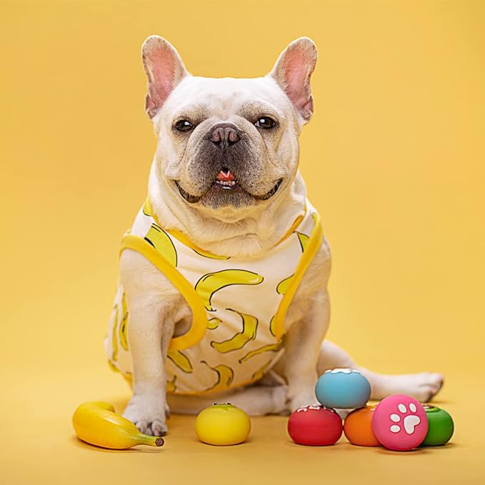 Pawdoer Squeaky Dog Toys, Soft Latex Rubber Squeaky Dog Ball for Small Dogs Puppies, Cute Bounce Squeak Toys Balls with Funny Cute Face