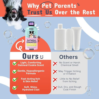 Pets Are Kids Too Oatmeal Dog Shampoo Baking Soda Hypoallergenic Anti Itch Moisturizing Soothing Deodorizing Pet Care Safe Puppy Shampoo Sensitive Skin Cat Shampoo - Coconut Based Cleanser 17 fl oz