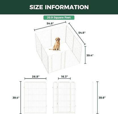 FXW Homeplus Unleashed Indoor Dog Playpen - Stress-Free and Safe Play, Heavy Duty 40 Inch 8 Panels Dog Pen for Medium and Large Dogs, White│Patented