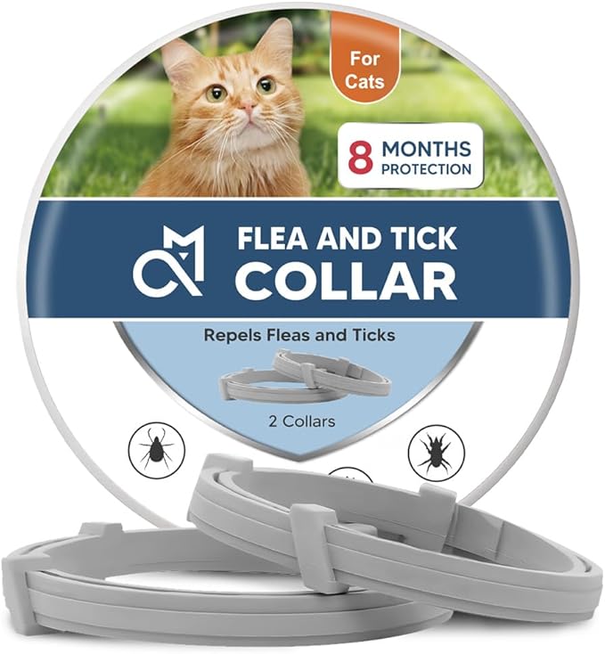 fcesiweg Flea Collar for Cats, Tick Collars for Cats,8 Months Protection,Plant Ingredients, Cat Flea Tick Collar -2P