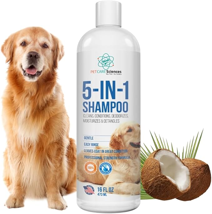16 floz 5 in 1 Dog Shampoo for Itchy Skin - Sensitive Skin Dog Shampoo for Smelly Dogs - Dog Shampoos & Conditioners - Made in The USA