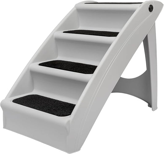 PetSafe CozyUp Folding Dog Stairs, Portable Indoor/Outdoor Pet Steps for Bed, Couch & Car, Grey, 25 Inch